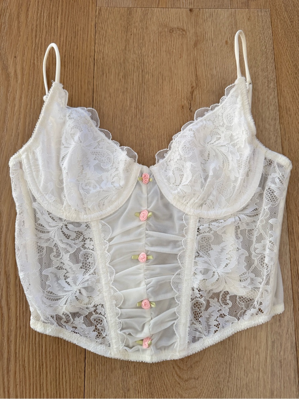 Out From Under Urban Outfitters Cherry Corset Small Rosebud Bustier
